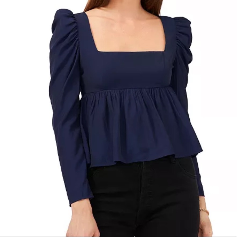Women's Long Sleeve Square Neck Empire Seam Top